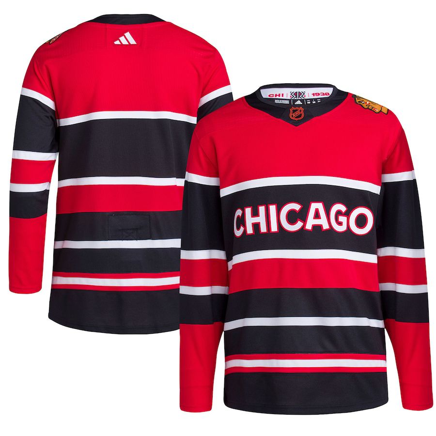 Men Chicago Blackhawks adidas Red Reverse Retro Authentic Blank NHL Jersey